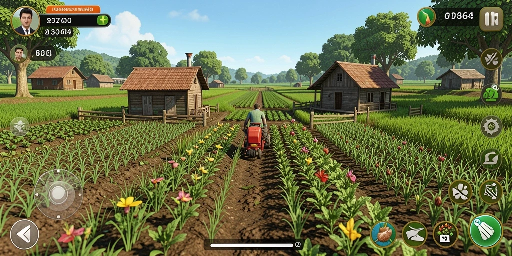 Tampilan gameplay <strong>8364</strong> yang menggambarkan aktivitas pertanian yang menyenangkan.