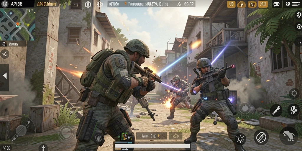 Tampilan gameplay seru dalam API66 dengan aksi menembak yang intens.