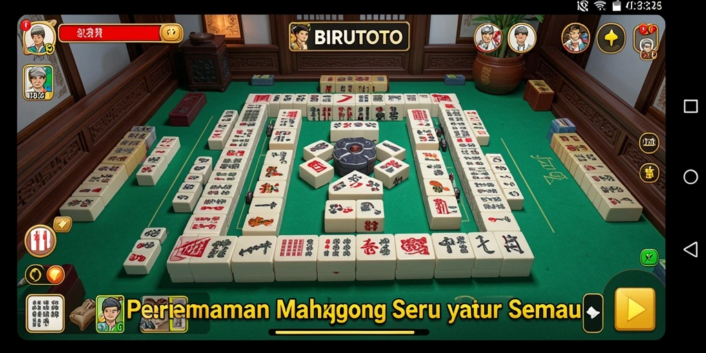 Screenshot BIRUTOTO menunjukkan desain permainan Mahjong yang menarik.