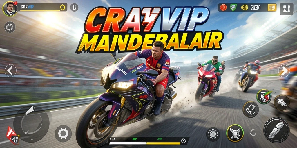 Tampilan gameplay mendebarkan dalam balapan motor CR7VIP.