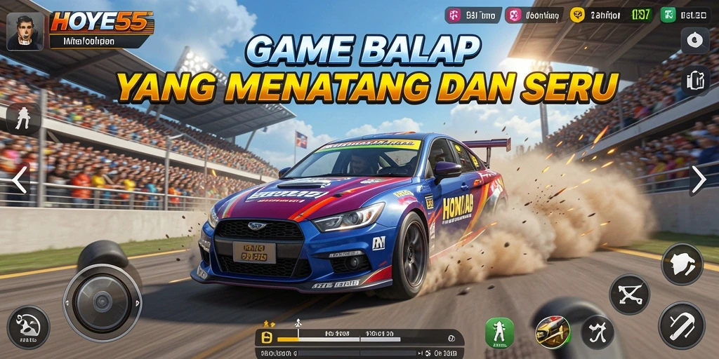 Gameplay balapan yang mendebarkan dan seru di HOYE55.