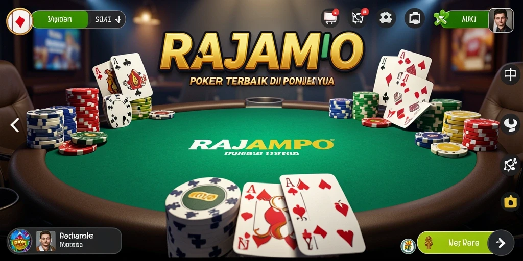 Tangkapan layar gameplay RAJAMPO menunjukkan keseruan bermain Poker.