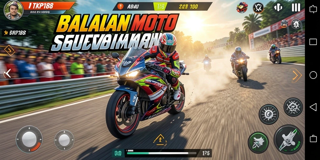 Gameplay mendebarkan balapan motor di TKP188.