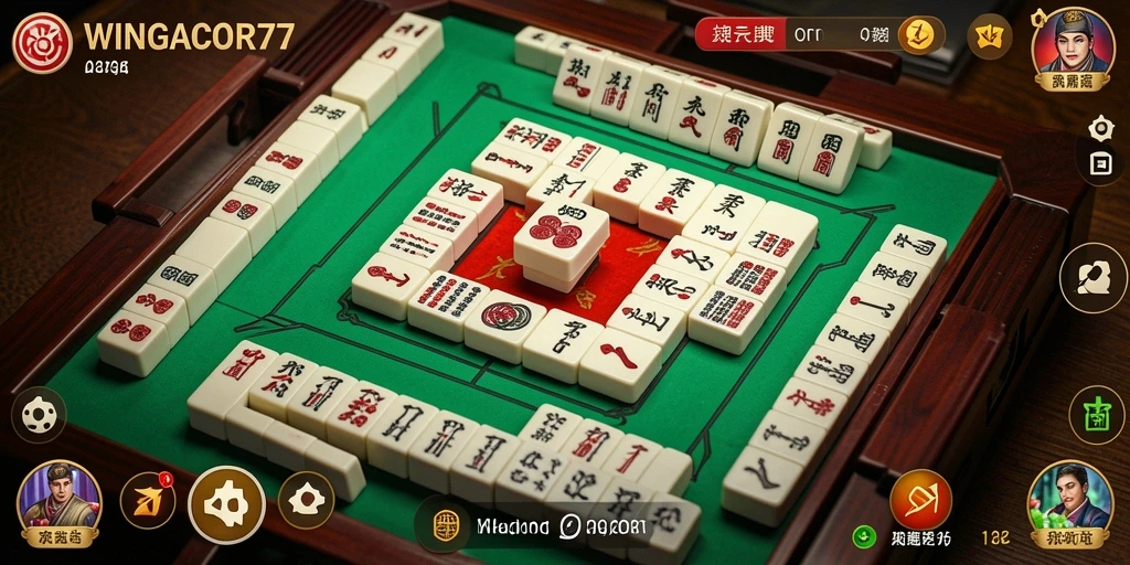 Screenshot gameplay WINGACOR77 menunjukkan suasana Mahjong yang menyenangkan.